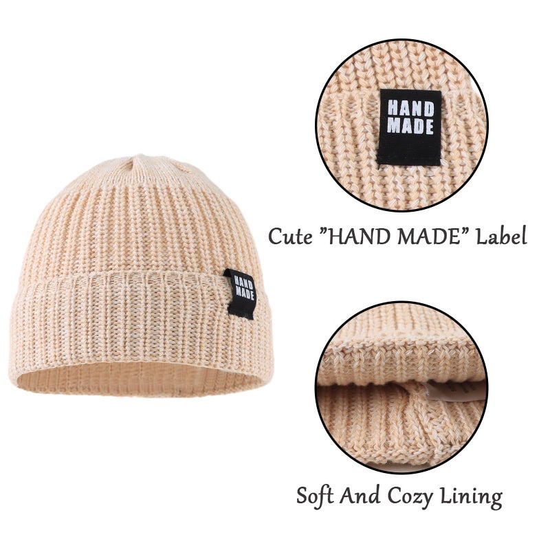 JANGANNSA Simple Knitted Baby Beanie Hip-Hop Boys Winter Hat Toddler Kids Bonnet for Girl 0-5Y (Black+Khaki, L) - Image 5